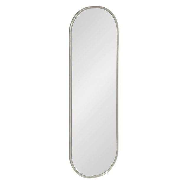 Kate and Laurel Caskill Modern Capsule Panel Mirror, 16 x 48, Silver, Decorative Oval Full Length Accent Mirror for Wall