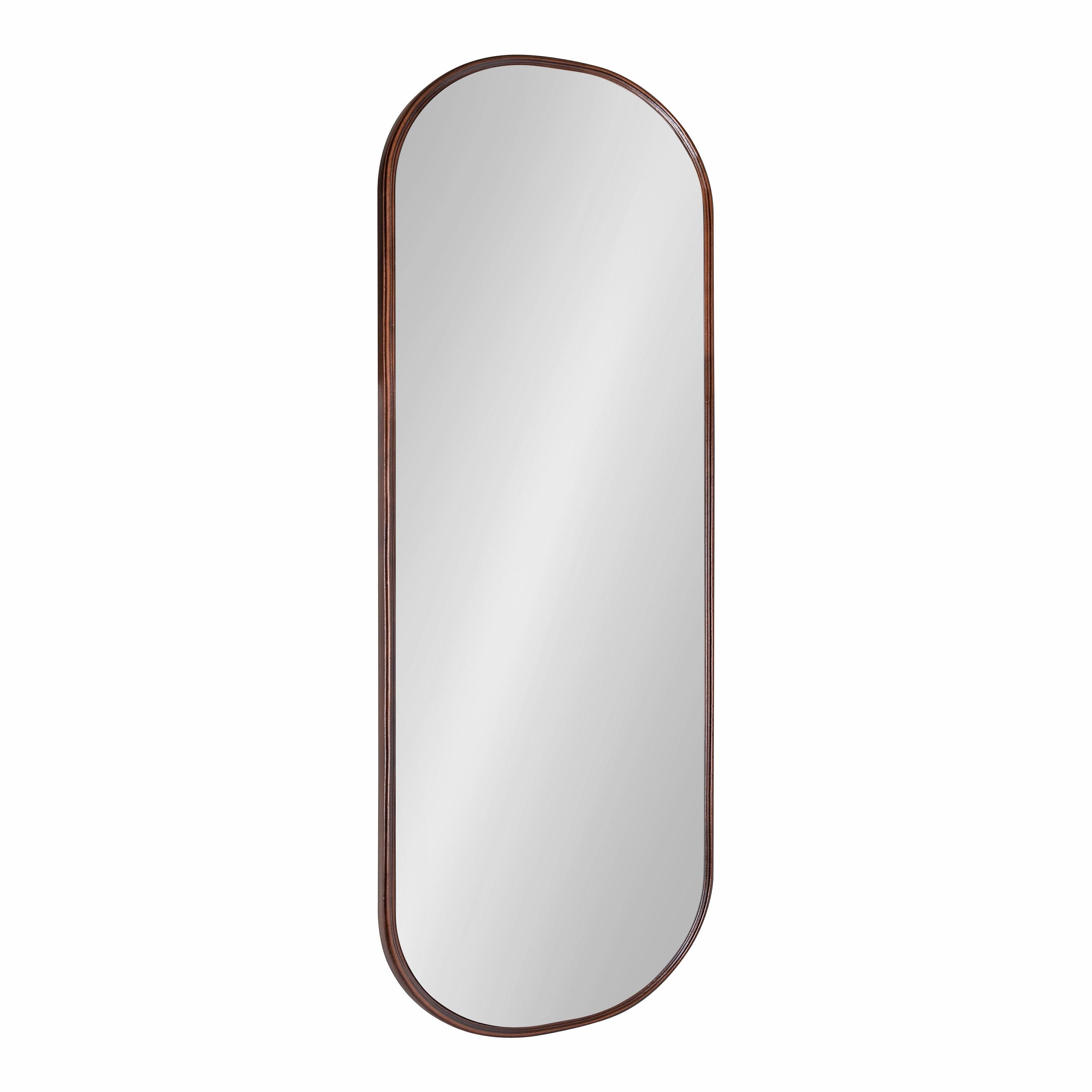Kate and Laurel Caskill Modern Framed Capsule Mirror, 16 x 48, Bronze, Decorative Oval Accent Mirror for Wall