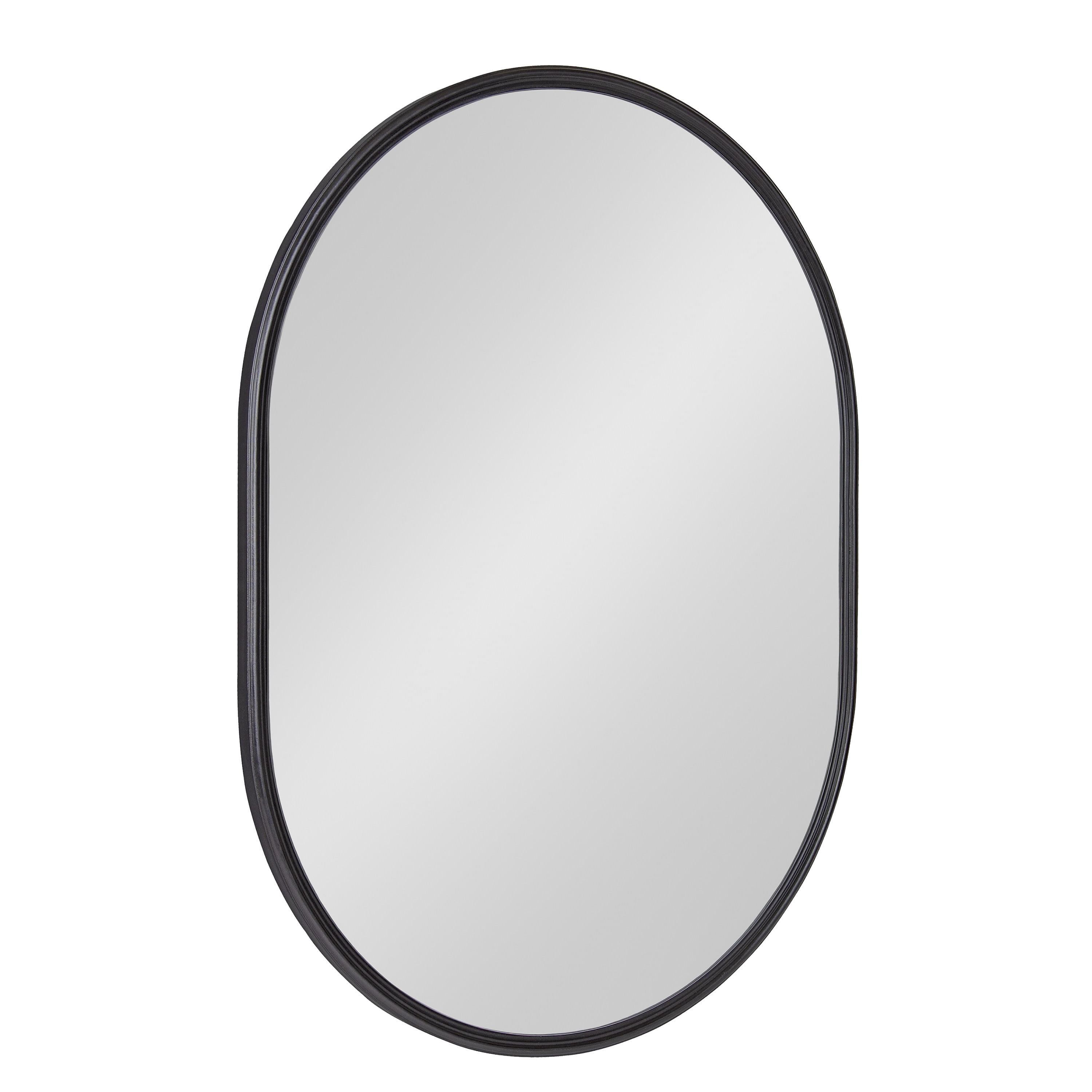 Elegant Full-Length Oval Vanity Mirror in Sleek Black Finish