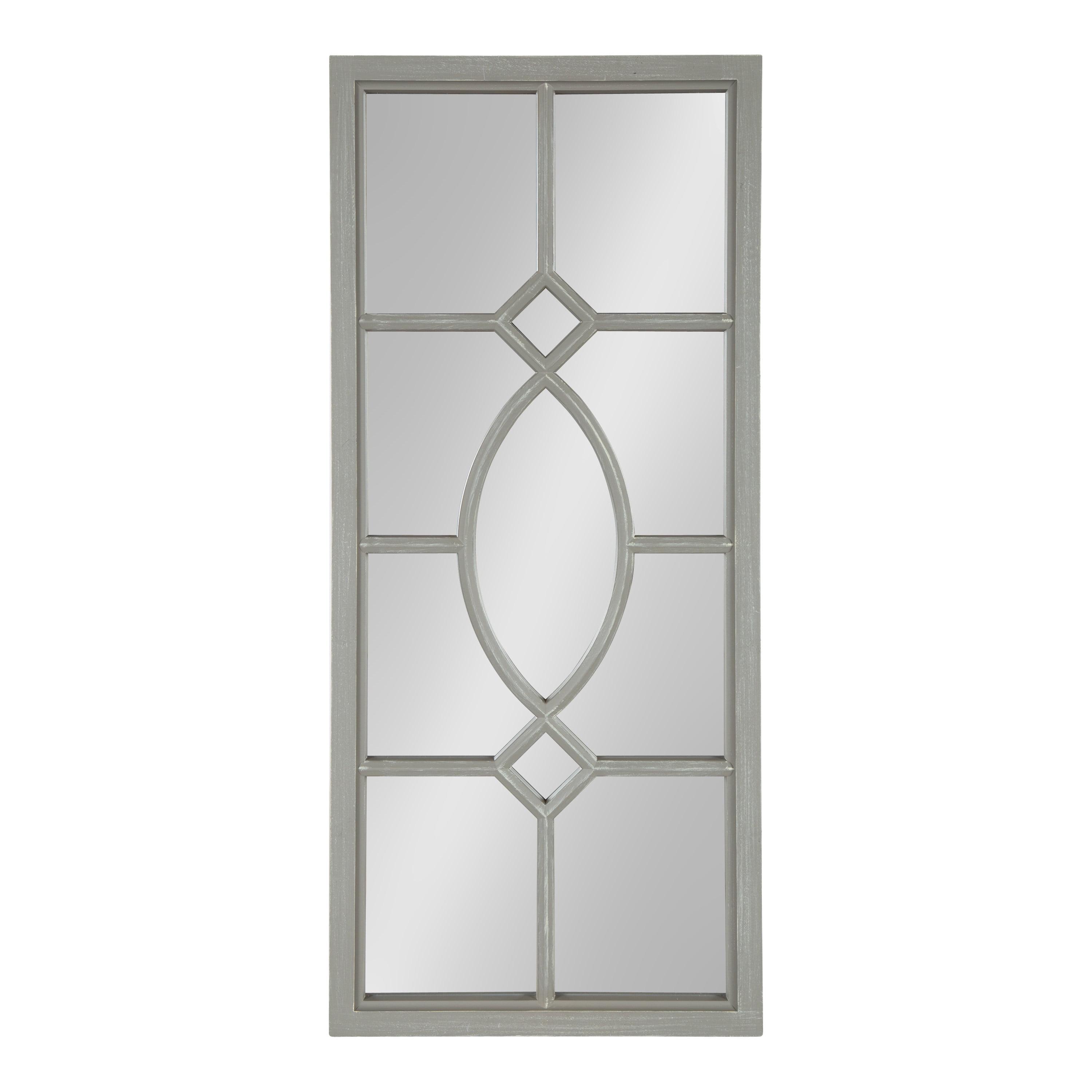 Kate and Laurel Cassat Casual Farmhouse Window Wall Accent Mirror, Rustic Gray