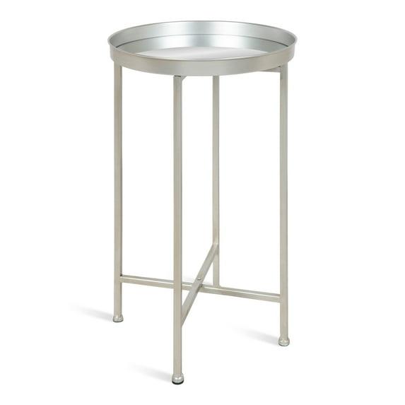 Kate and Laurel Celia Modern Folding Metal Side Table, 14 x 14 x 25.75, Silver, Decorative Space Saving End Table for Hosting, Storage, and Display