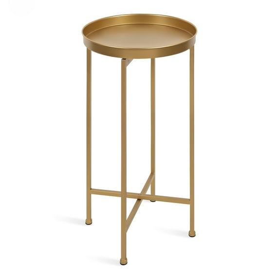 Kate and Laurel Celia Round Metal Tea Table, 14x14x25.75, Gold