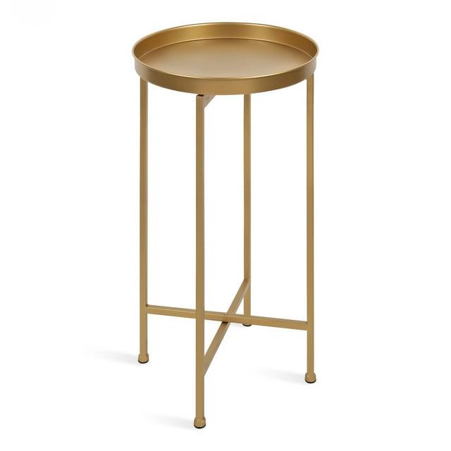 Kate and Laurel Celia Round Metal Tea Table, 14x14x25.75, Gold