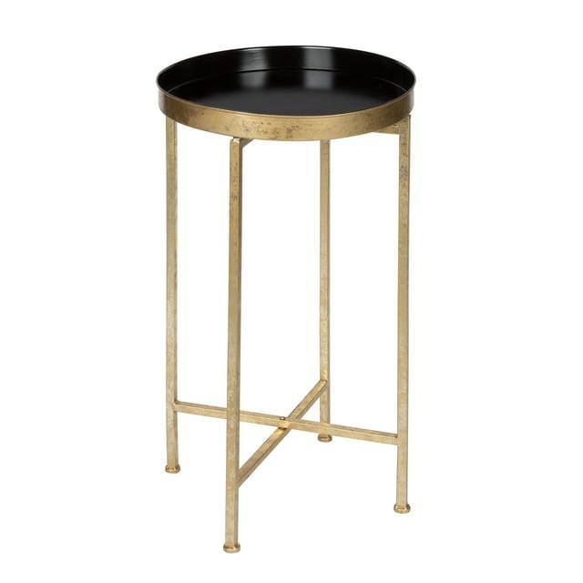 Kate and Laurel Celia Round Metal Tea Table, 14x14x25.75, Gold and Black