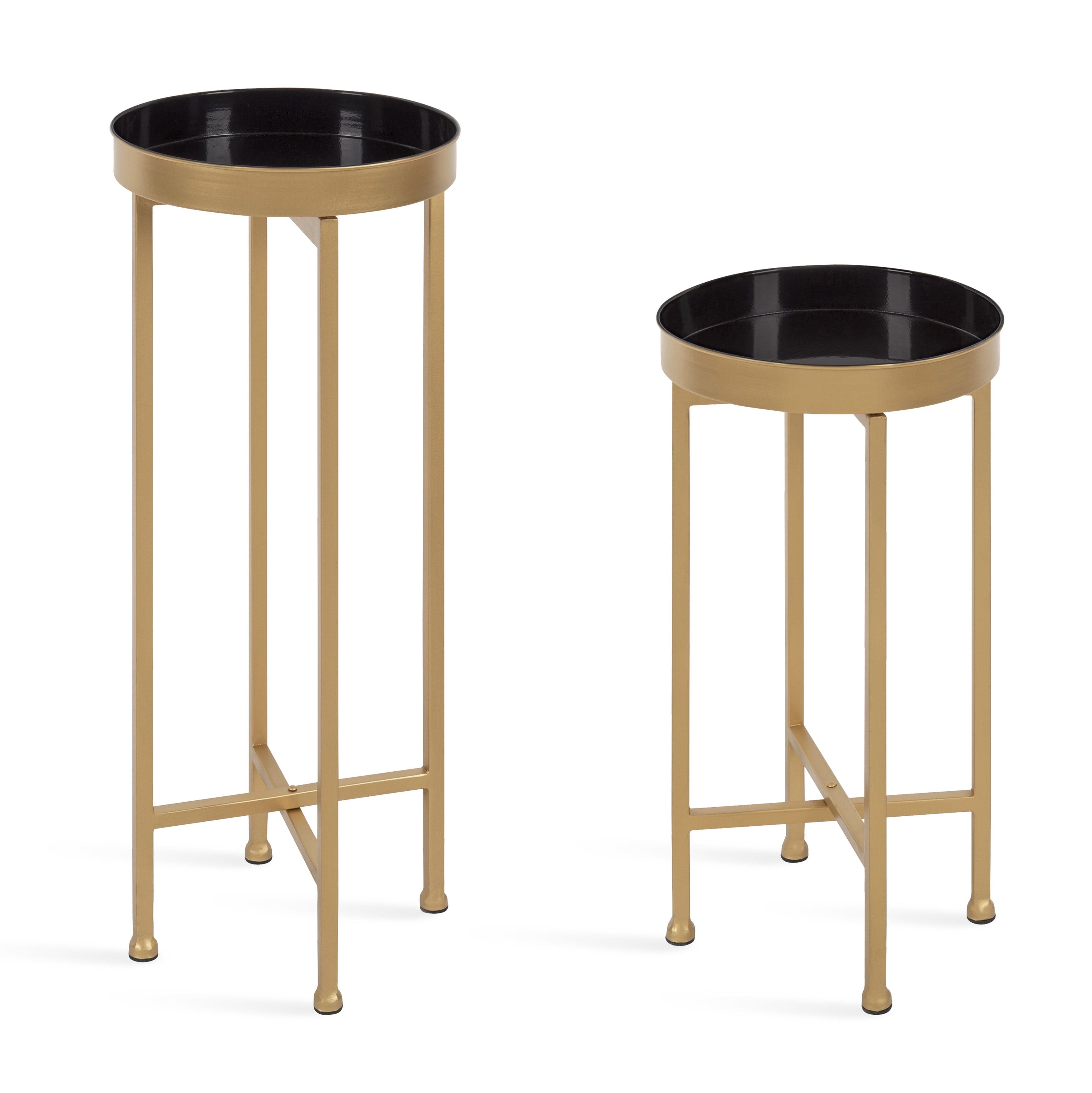 Kate and Laurel Celia Round Metal Nesting Table, 2 Piece, Black and Gold