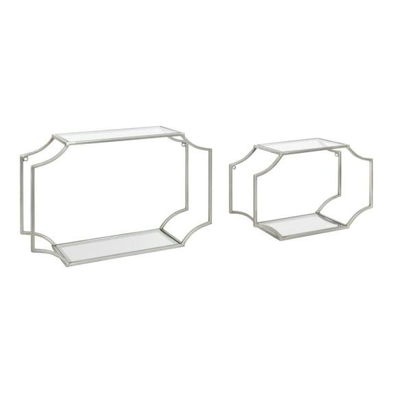 2pc 18" Ciel Modern Glam Metal Wall Shelf Set Silver - Kate & Laurel All Things Decor