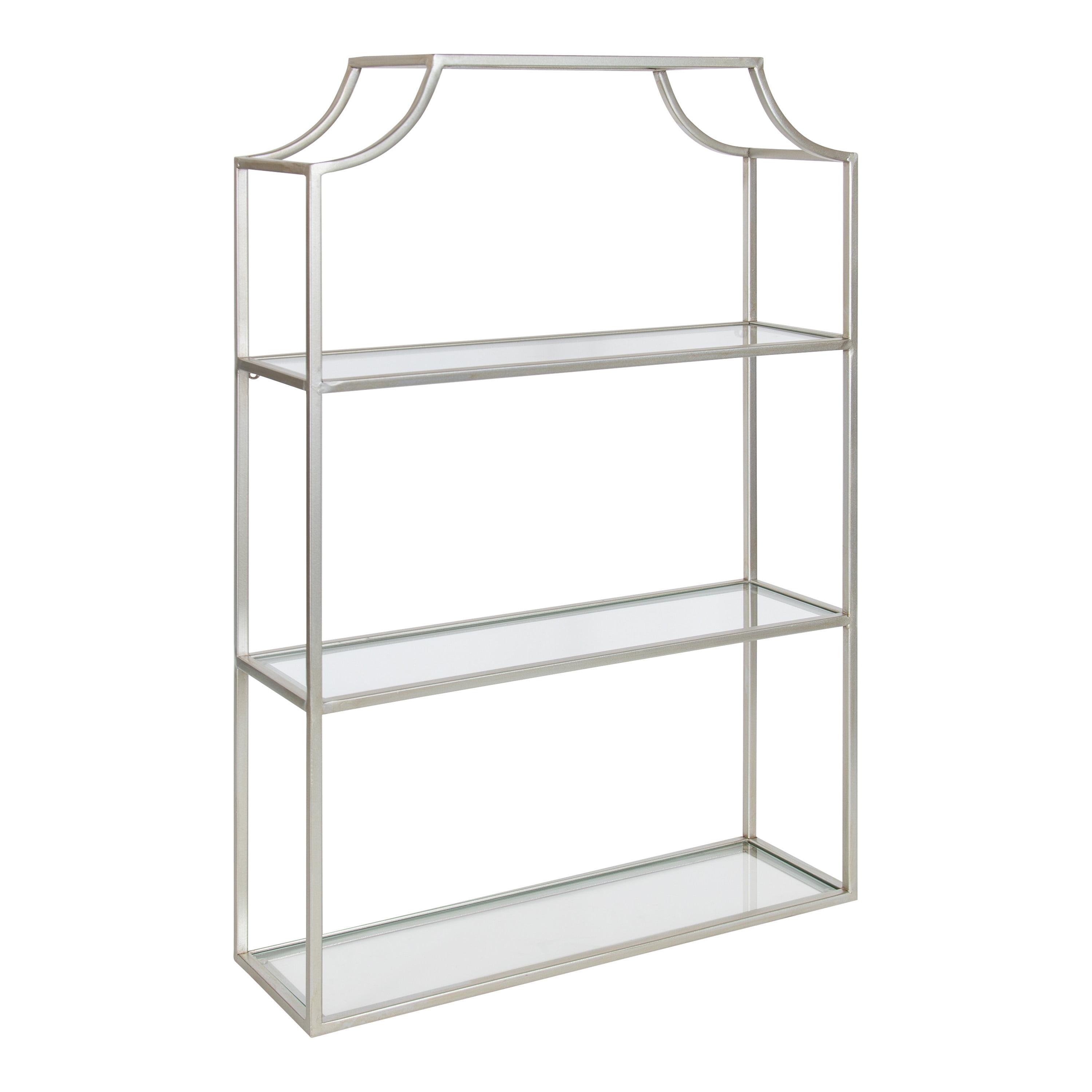 20" x 30" Ciel Tiered Wall Shelf Silver - Kate & Laurel All Things Decor: 4-Tier Glass, Metal Frame, No Assembly Required