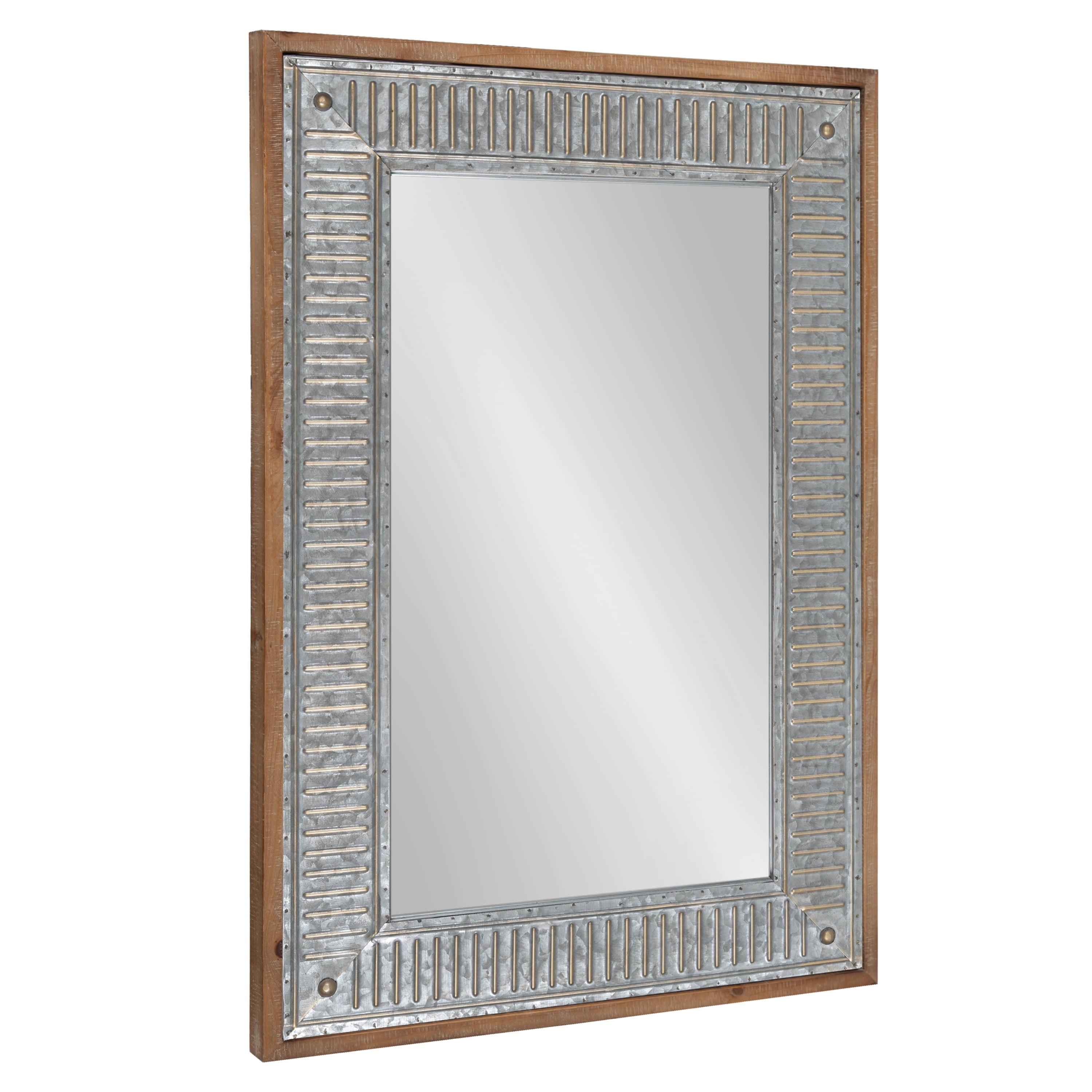 20" x 30" Rectangle Deely Wall Mirror Rustic Brown - Kate & Laurel All Things Decor