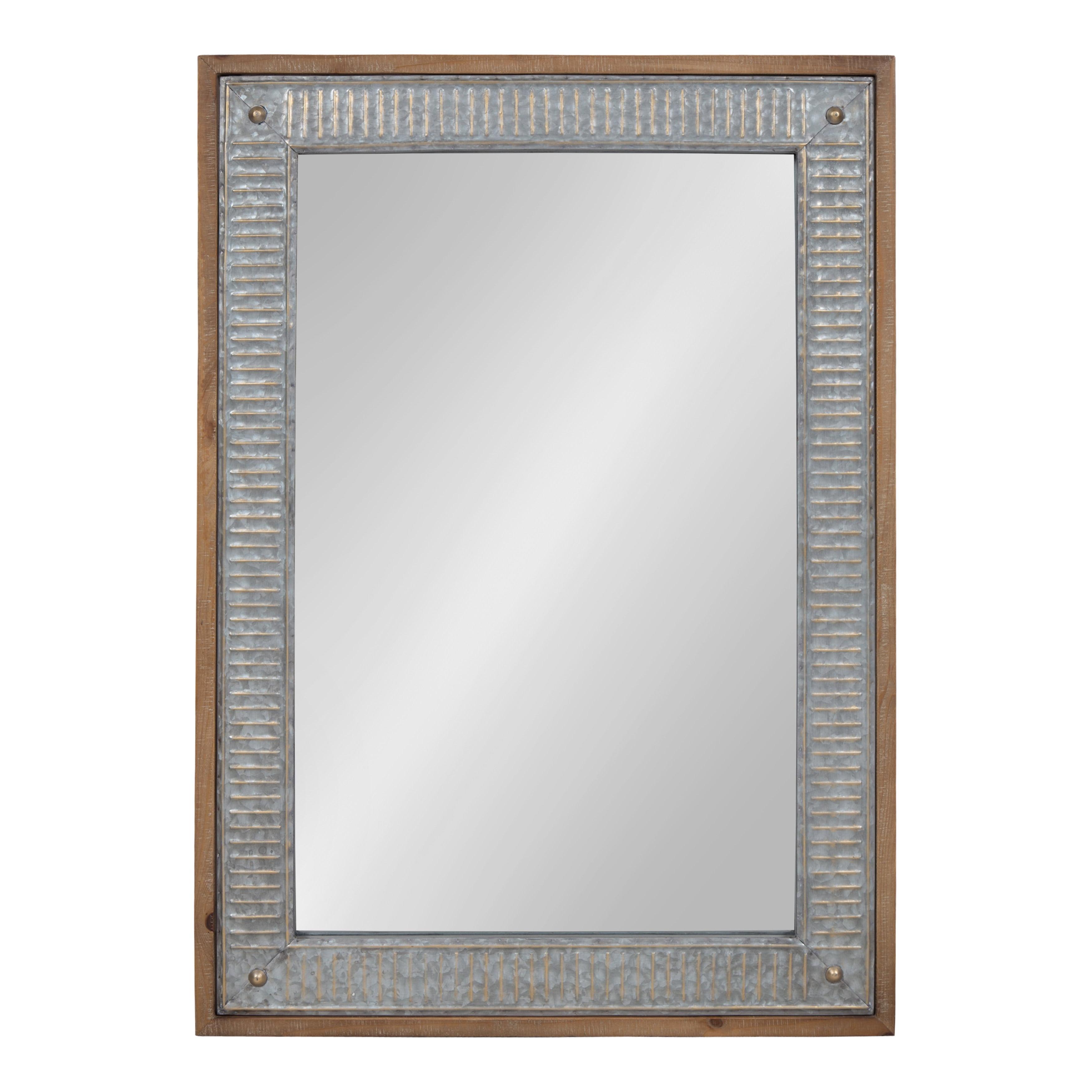 Kate and Laurel Deely Farmhouse Wood and Metal Wall Mirror, Rustic Brown