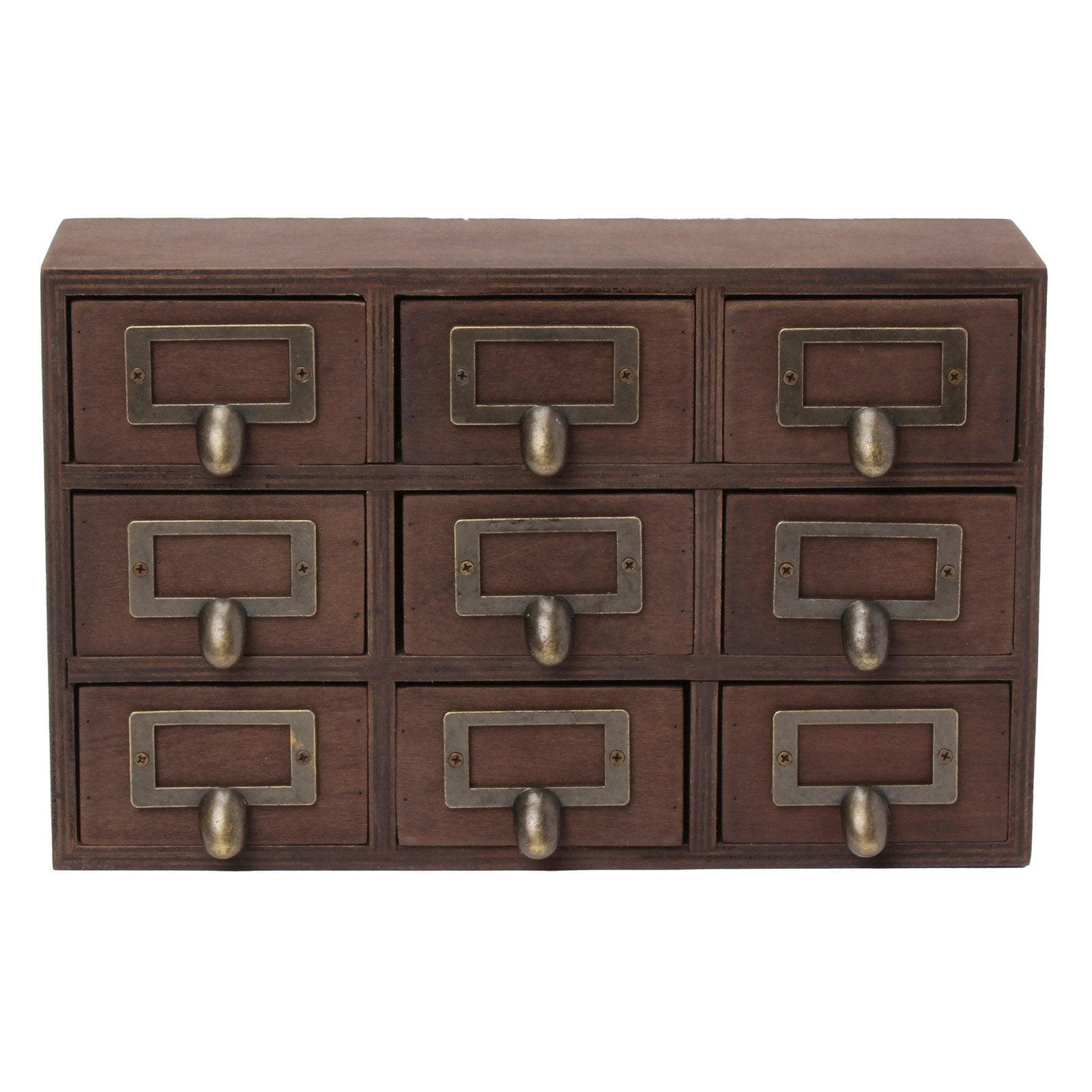 Kate and Laurel Apothecary Wood Desk Drawer Set, 9 Drawers