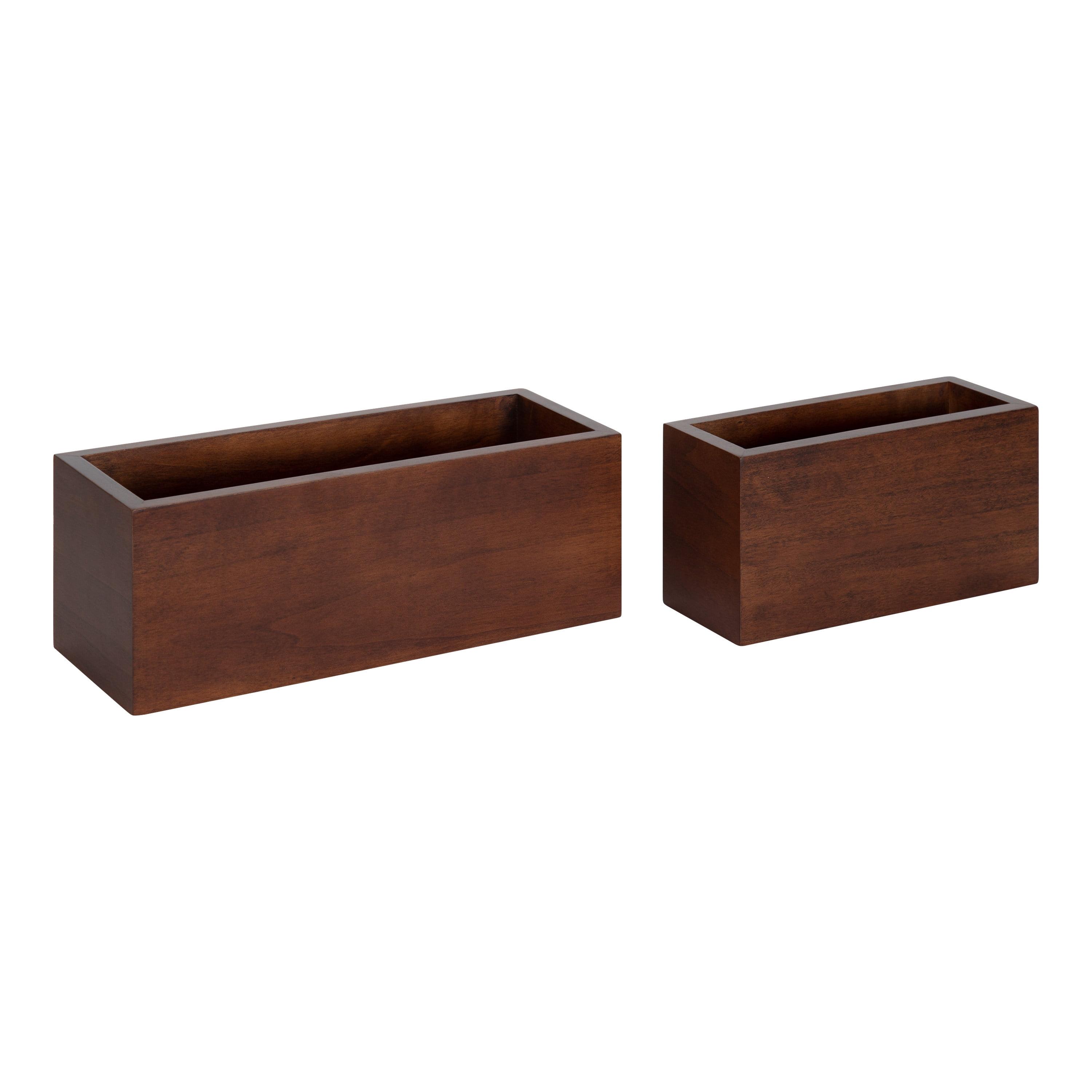 Kate and Laurel Domio Mid-Century Pocket Wall Organizer, Set of 2, Walnut Brown, Wood Office Organizer for Wall