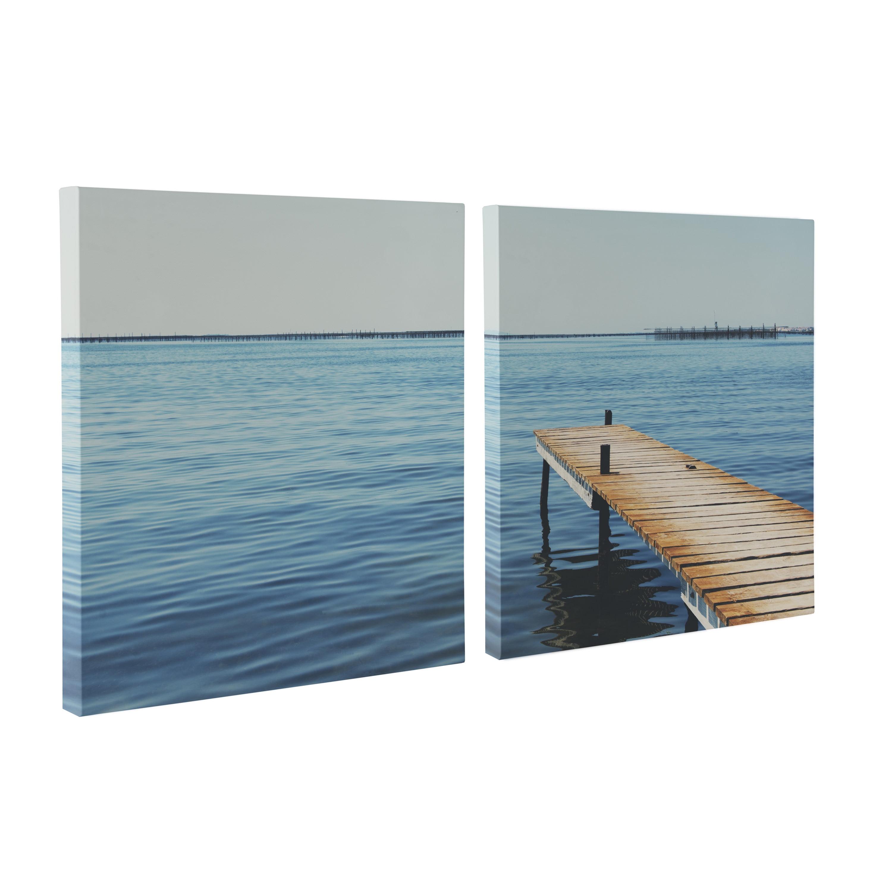 (Set of 2) 20"x20" Etang de Thau by Laura Evans Unframed Wall Canvas Set - Kate & Laurel All Things Decor: Modern Nautical Wall Art