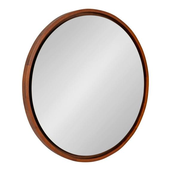 Kate & Laurel All Things Decor 30" Evans Round Wall Mirror Walnut Brown: Modern Style, Wood Frame, No Assembly Required
