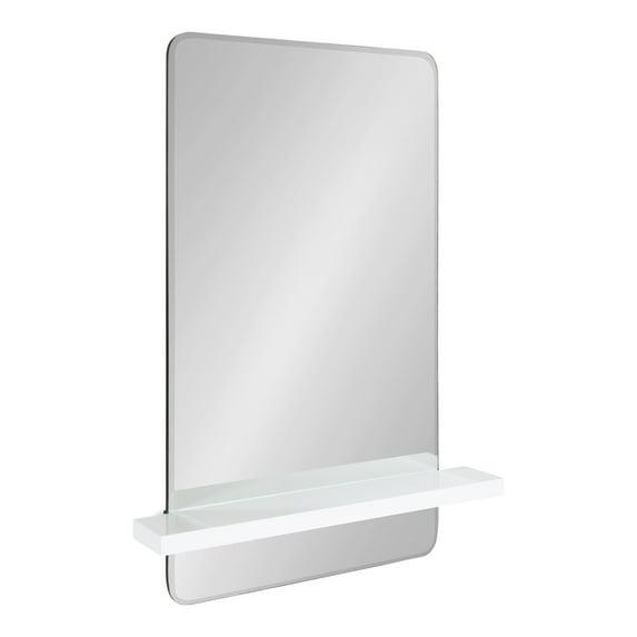 22" x 30" Fosset Frameless Mirror with Shelf White - Kate & Laurel All Things Decor: Chic Bathroom Vanity, Wall Mount
