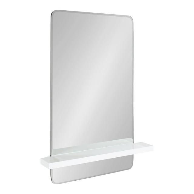 22" x 30" Fosset Frameless Mirror with Shelf White - Kate & Laurel All Things Decor: Chic Bathroom Vanity, Wall Mount