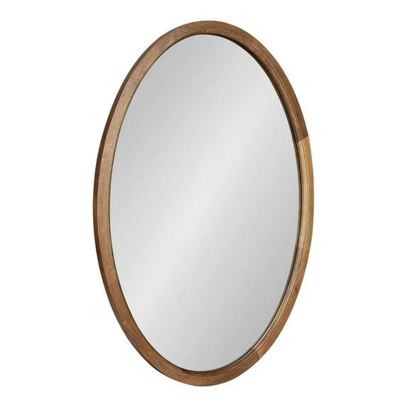 Kate and Laurel Hogan Farmhouse Oval Framed Wall Mirror, 24 x 36, Rustic Brown, Decorative Bulletin Board for Wall
