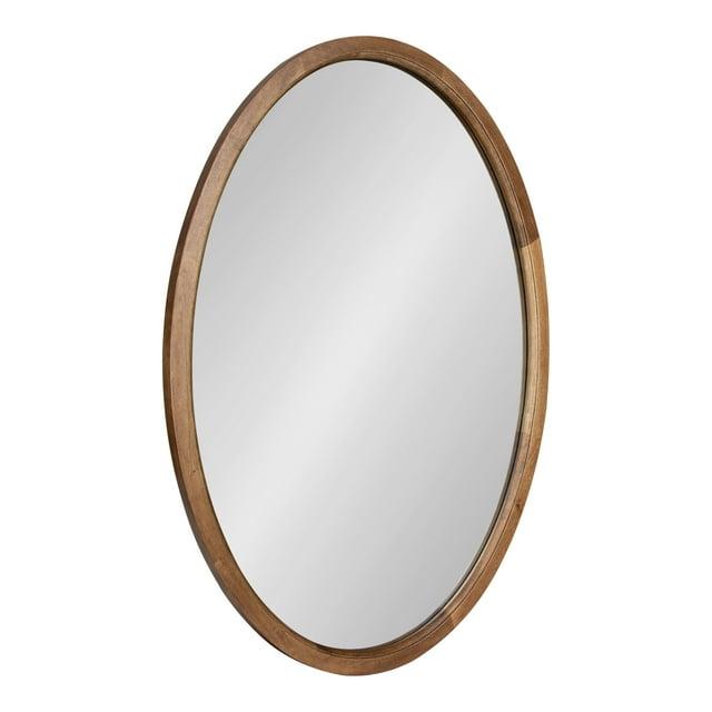 Kate and Laurel Hogan Farmhouse Oval Framed Wall Mirror, 24 x 36, Rustic Brown, Decorative Bulletin Board for Wall