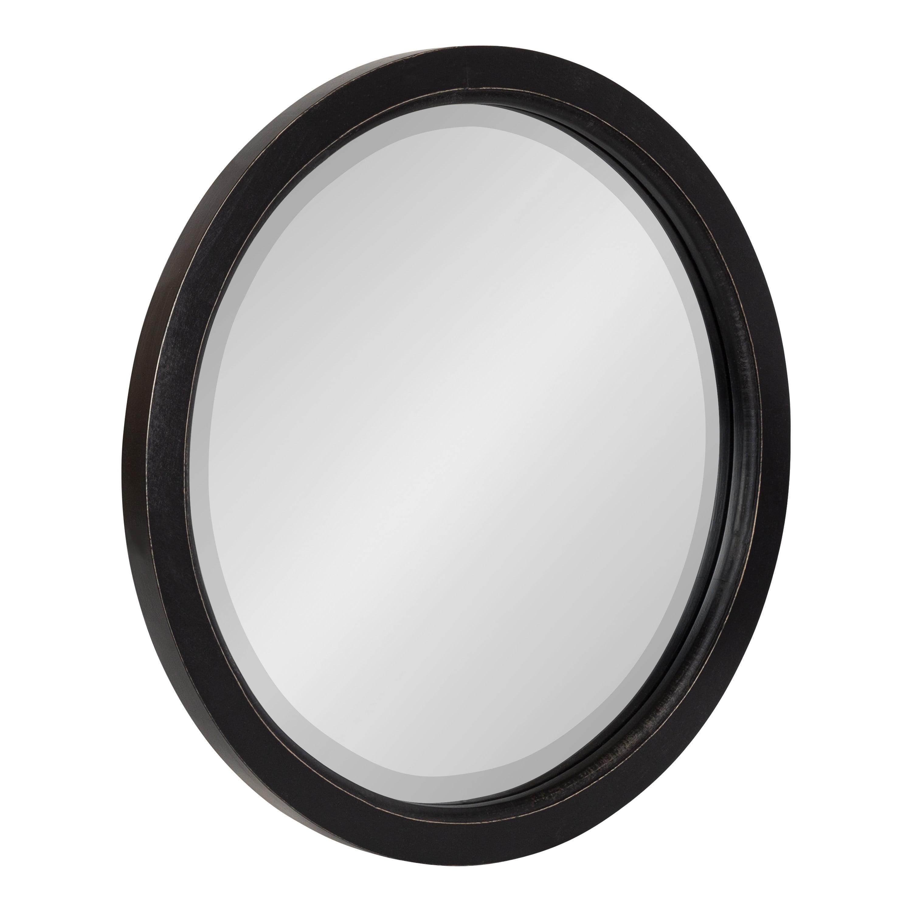 18" x 18" Hogan Round Framed Decorative Wall Mirror Black - Kate & Laurel All Things Decor: Modern Farmhouse Style, Solid Wood