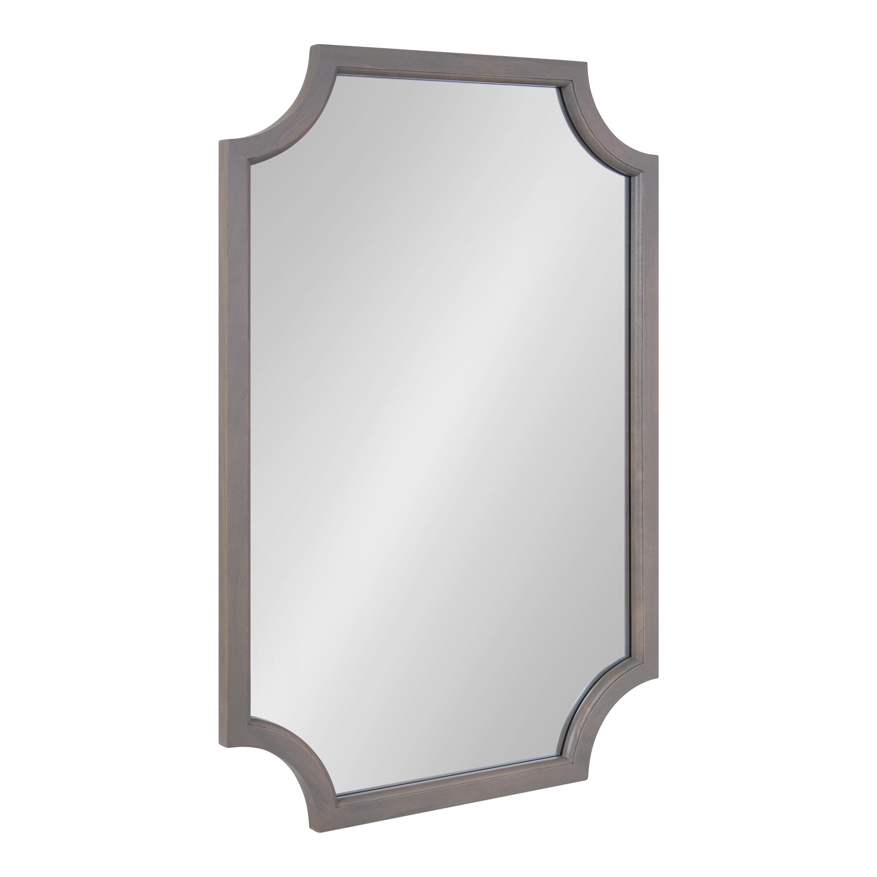Kate & Laurel All Things Decor 24"x36" Hogan Framed Scallop Wall Mirror Gray: Modern Design, No Assembly Required