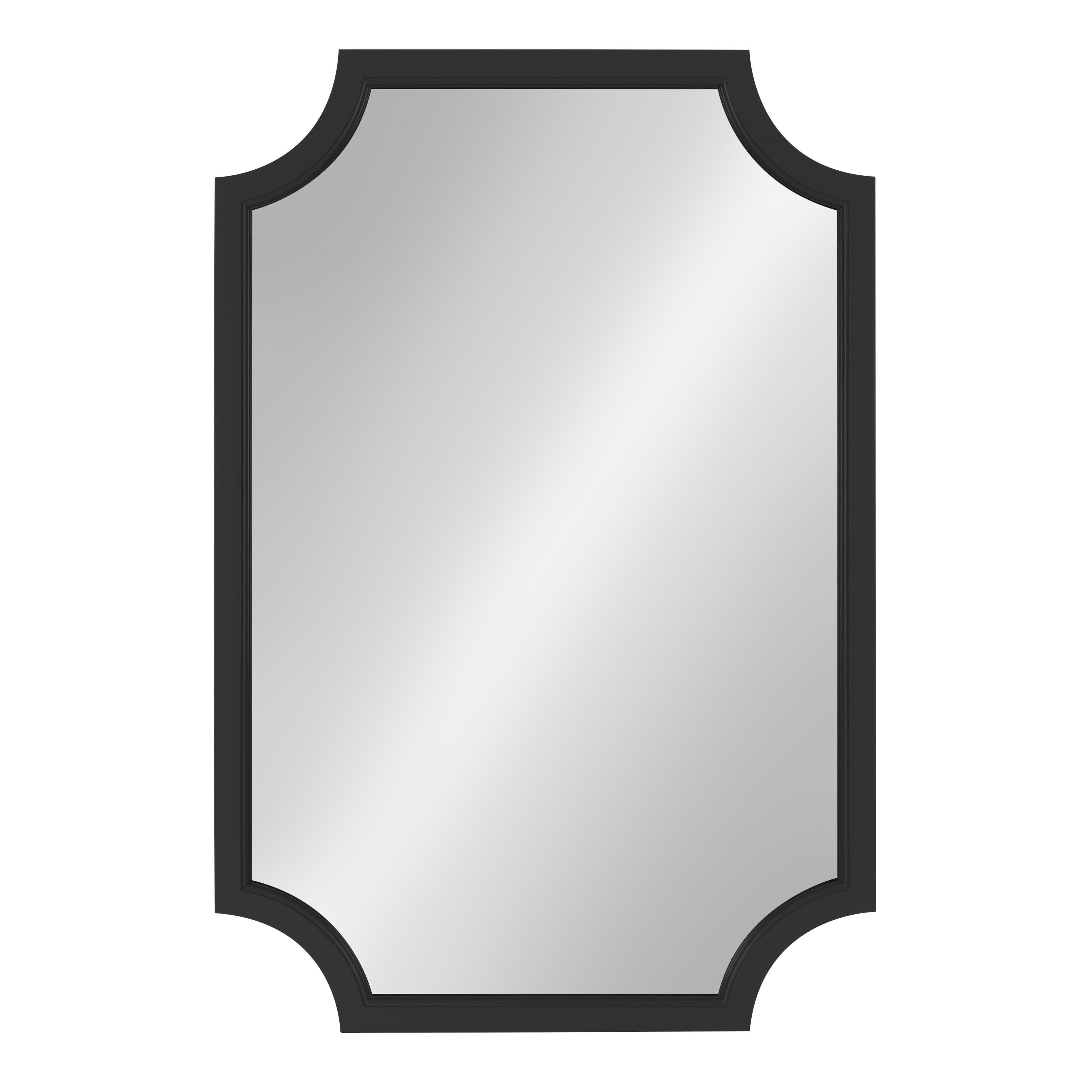 Kate and Laurel 24" x 36" Hogan Framed Scallop Wall Mirror Black : Modern Style, MDF Frame, No Assembly Required