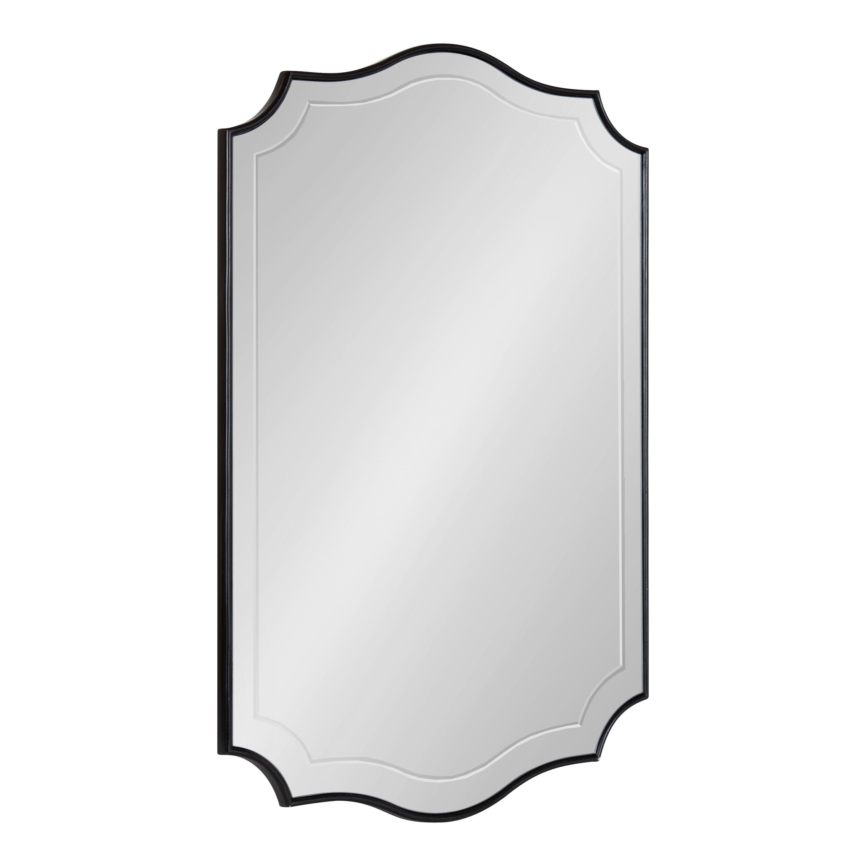 20" x 30" Hollyn Decorative Framed Wall Mirror Black - Kate & Laurel All Things Decor: Scalloped Edge, V-Groove, Hangs Both Ways