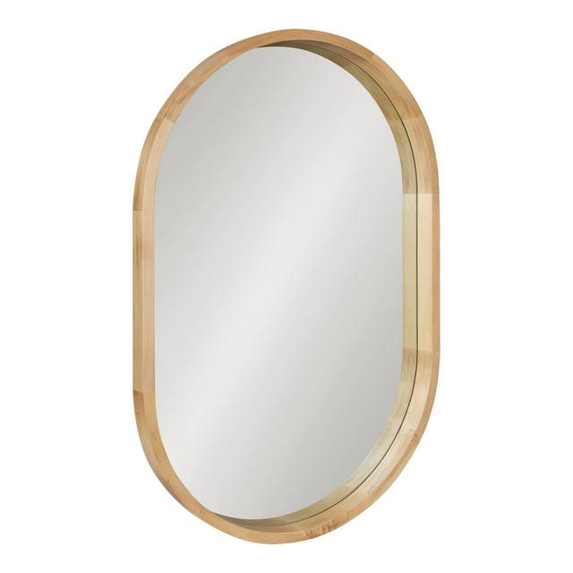 24" x 36" Hutton Wood Framed Capsule Wall Mirror Natural: Scandinavian Style, Poplar Frame - Kate & Laurel