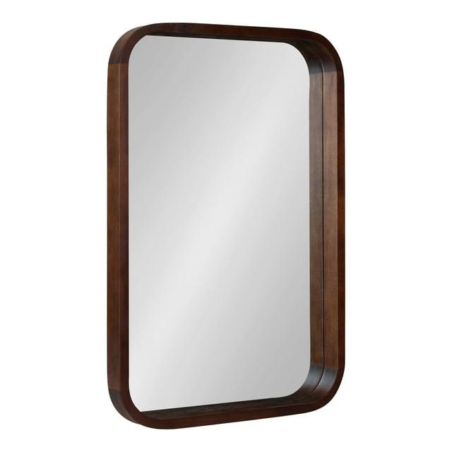 Kate & Laurel All Things Decor 20" x 30" Hutton Wood Framed Radius Rectangle Decorative Wall Mirror Walnut Brown : Poplar, No Assembly