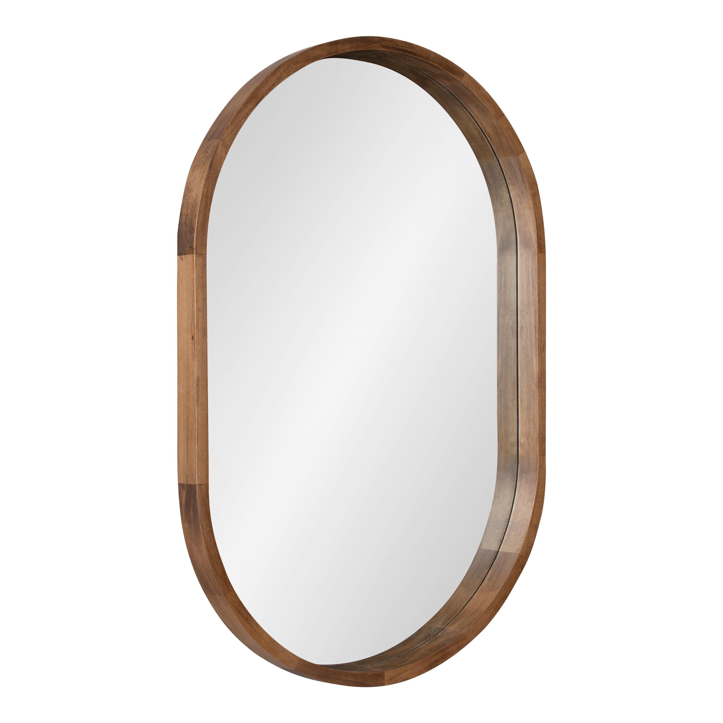 24" x 36" Hutton Wood Framed Capsule Wall Mirror Rustic Brown - Kate & Laurel All Things Decor