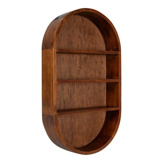 Minx Oval Solid Mango Wood Accent Wall Shelf