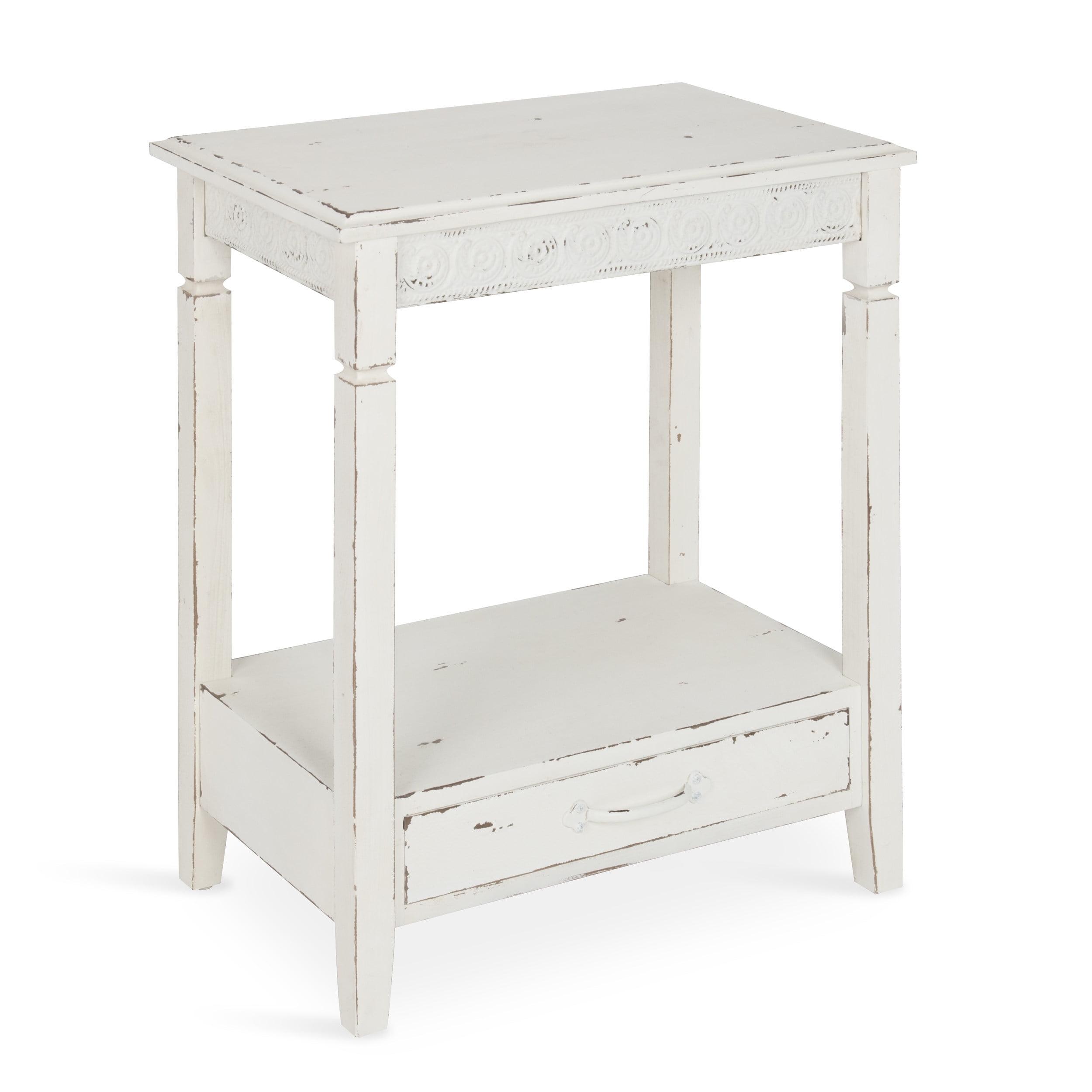 Kate and Laurel Idabelle Rectangle Wood Side Table, 13.5x22x27.75, White