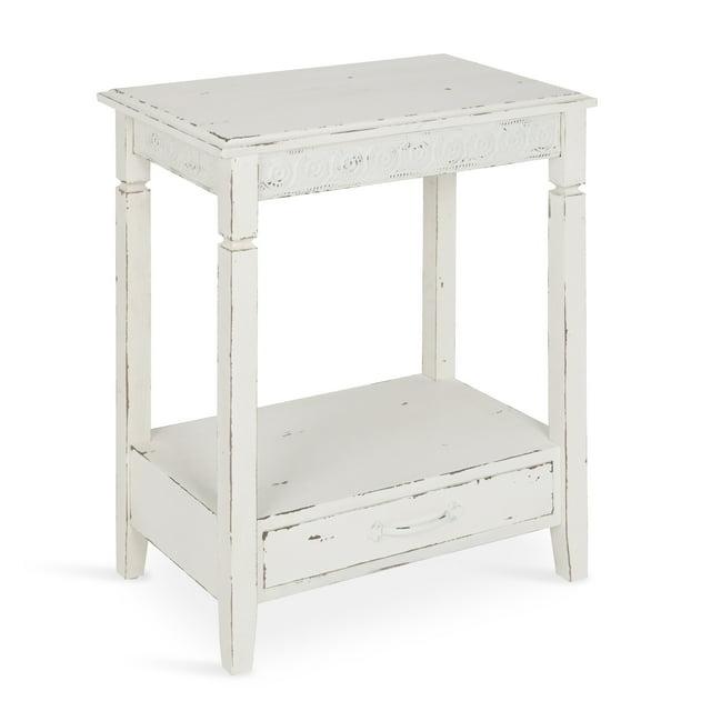 Kate and Laurel Idabelle Rectangle Wood Side Table, 13.5x22x27.75, White