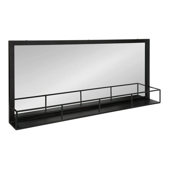 40" x 18" Jackson Metal Frame Mirror with Shelf Black - Kate & Laurel All Things Decor: Modern Rectangle, No Assembly Required