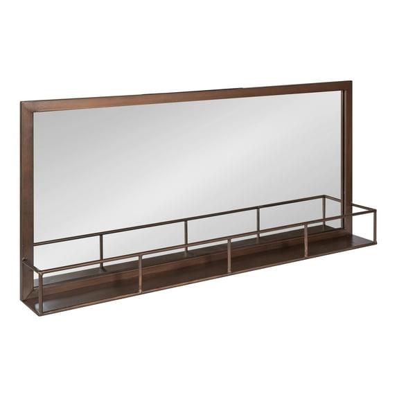 Kate and Laurel Jackson Metal Frame Mirror with Shelf, Bronze 18x40