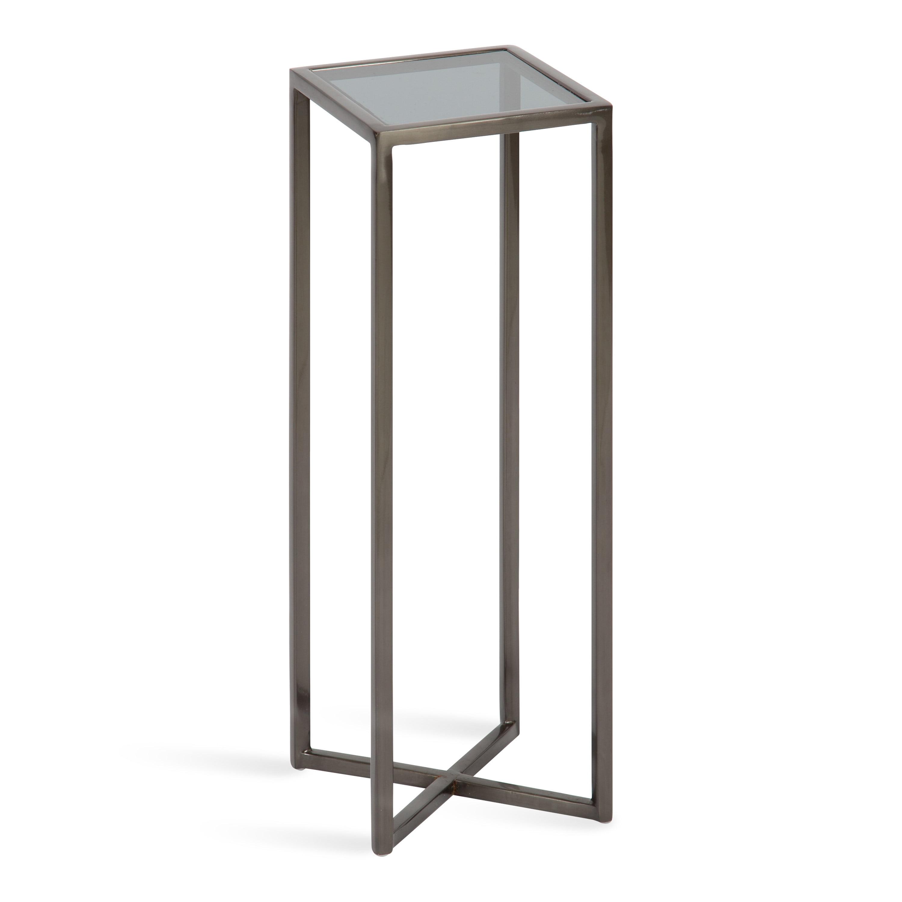 Kate and Laurel Jaspur Square Metal Drink Table, 7x7x21, Pewter