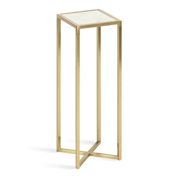 Kate and Laurel Jaspur Square Metal Drink Table, 7x7x21, Gold and White
