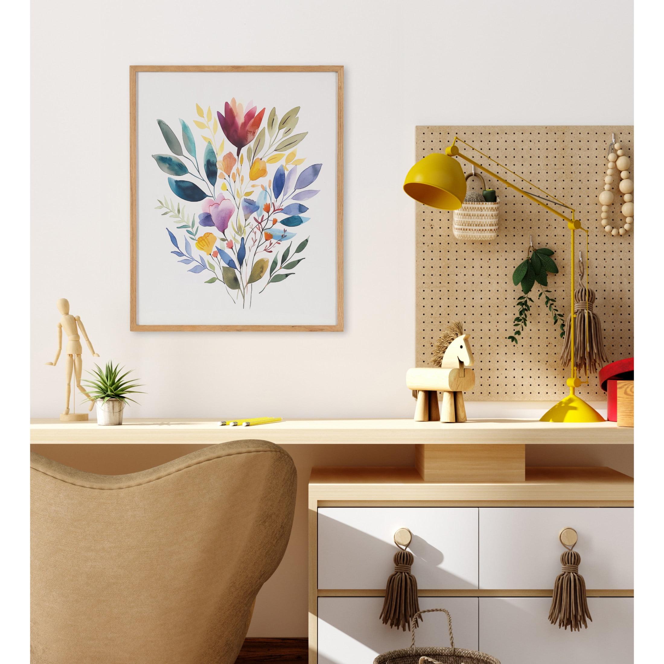 Kate & Laurel All Things Decor 16"x20" Gallery Jewel Tone Botanical Watercolor Bouquet Print by The Creative Bunch Studio Natural