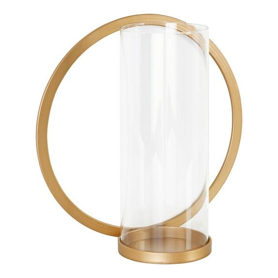 Kate and Laurel Khauli Round Metal Wall Sconce, 12" Diameter, Gold