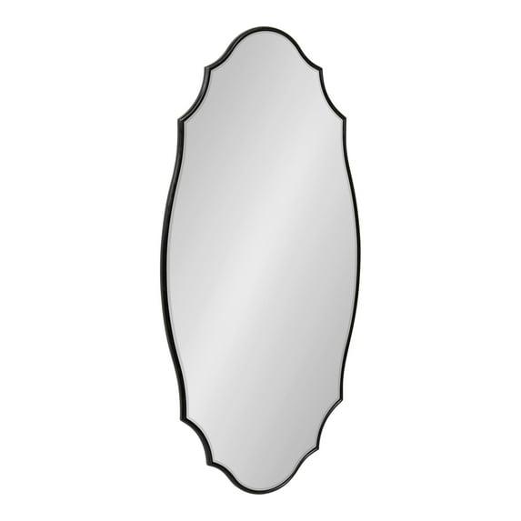 Kate and Laurel Leanna Modern Scalloped Wall Mirror, 20 x 42, Black, Glam Oval Mirror for Wall