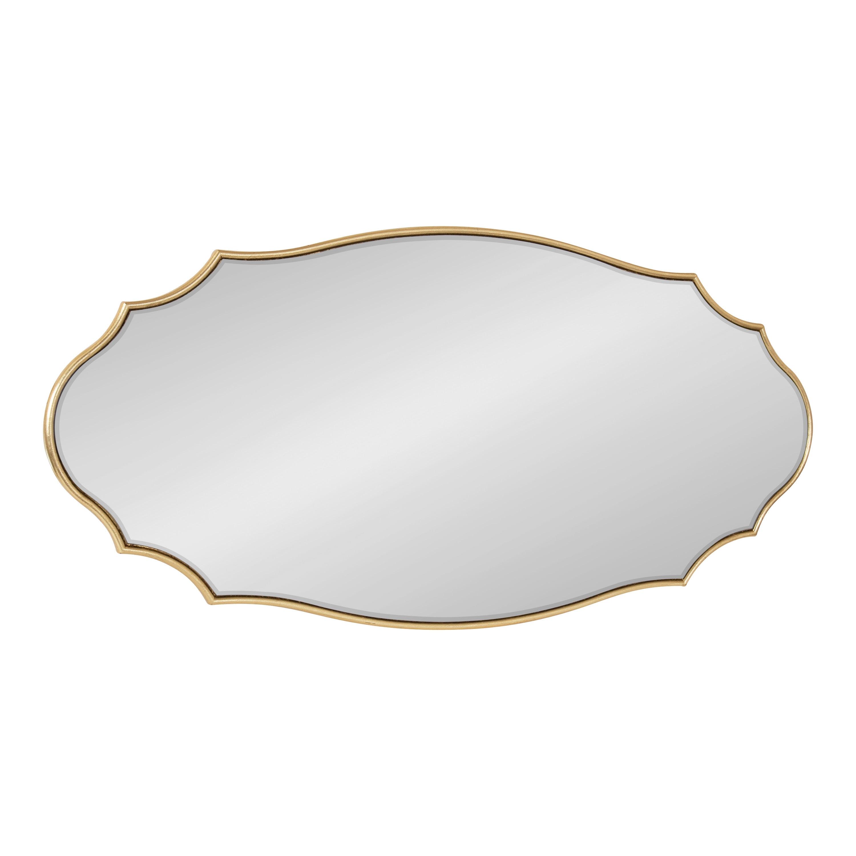 Kate and Laurel Leanna Modern Scalloped Wall Mirror, 20 x 42, Gold, Glam Oval Mirror for Wall