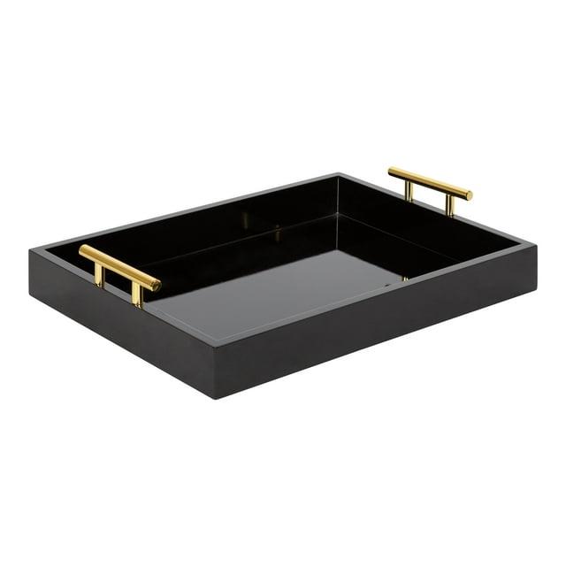 Kate and Laurel Lipton Tray, 16.5x12.25, Black and Gold