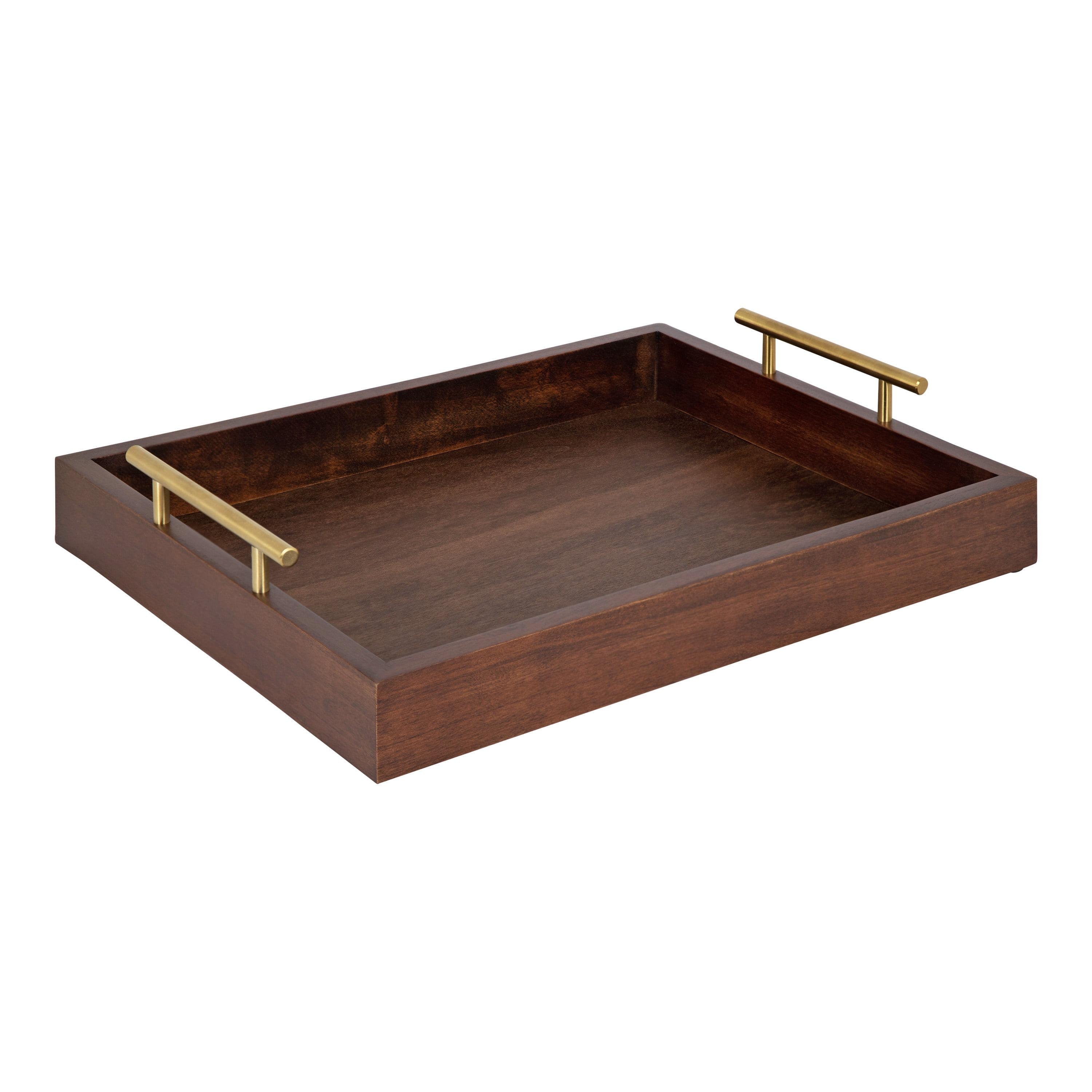 Kate and Laurel - Lipton Decorative Wood Tray with Metal Handles