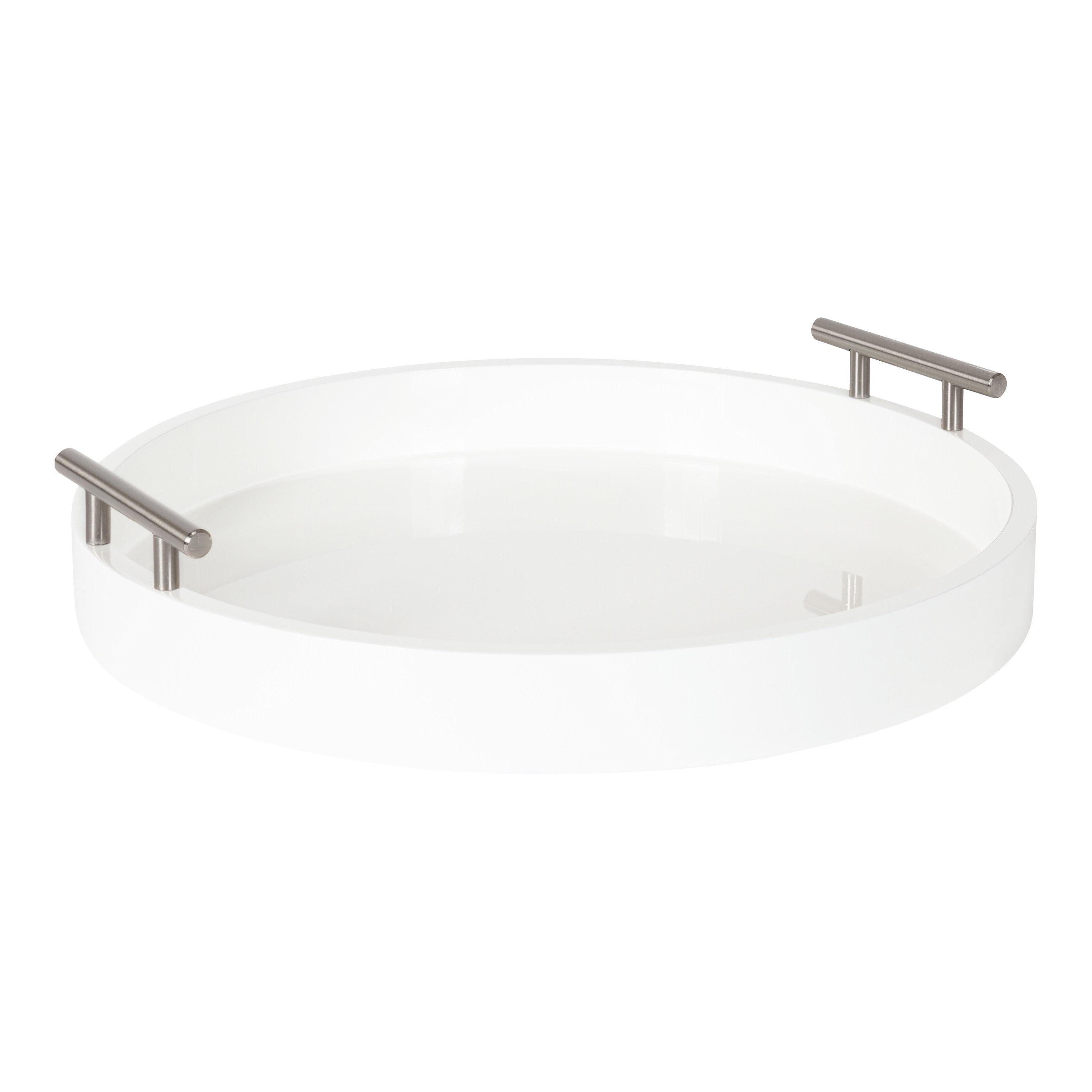 Kate and Laurel Lipton Tray, 15.5" Diameter, White and Silver