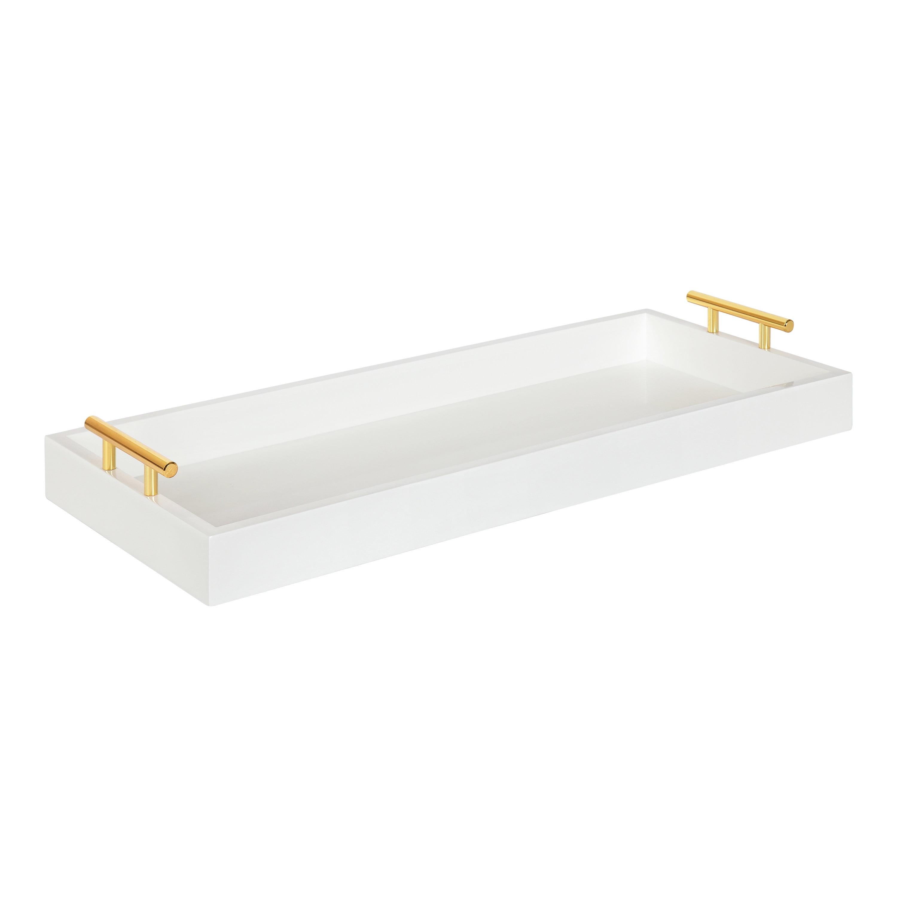 Kate and Laurel Lipton Tray, 10x24, White and Gold