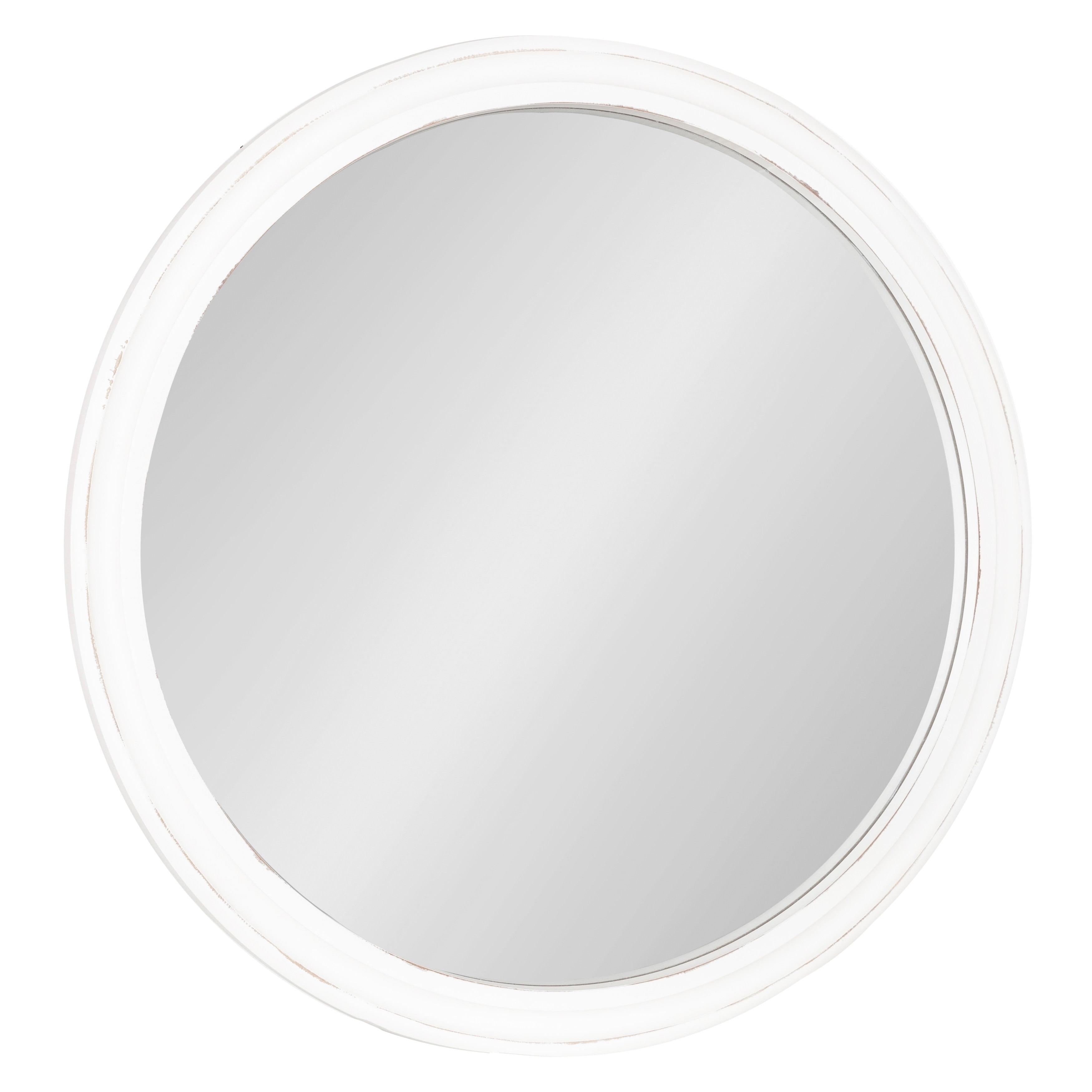 WallBeyond 28" Wood Round Mirror White