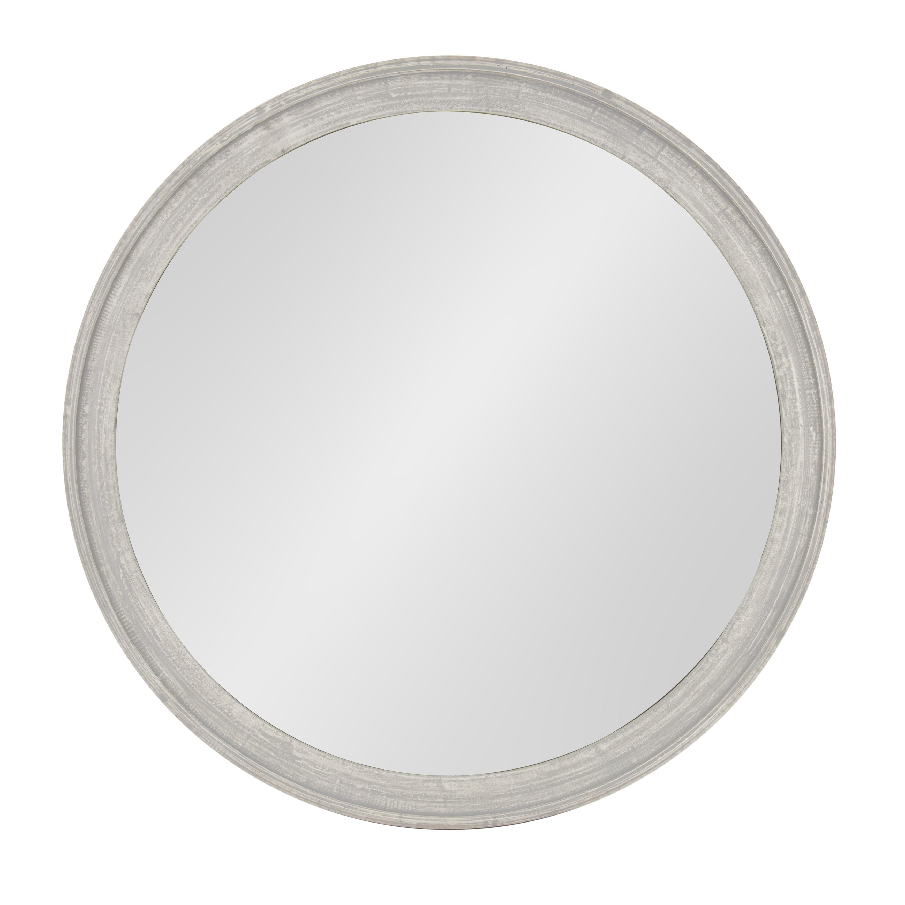 28" x 28" Mansell Circular Shaped Hanging Wood Wall Mirror Gray - Kate and Laurel