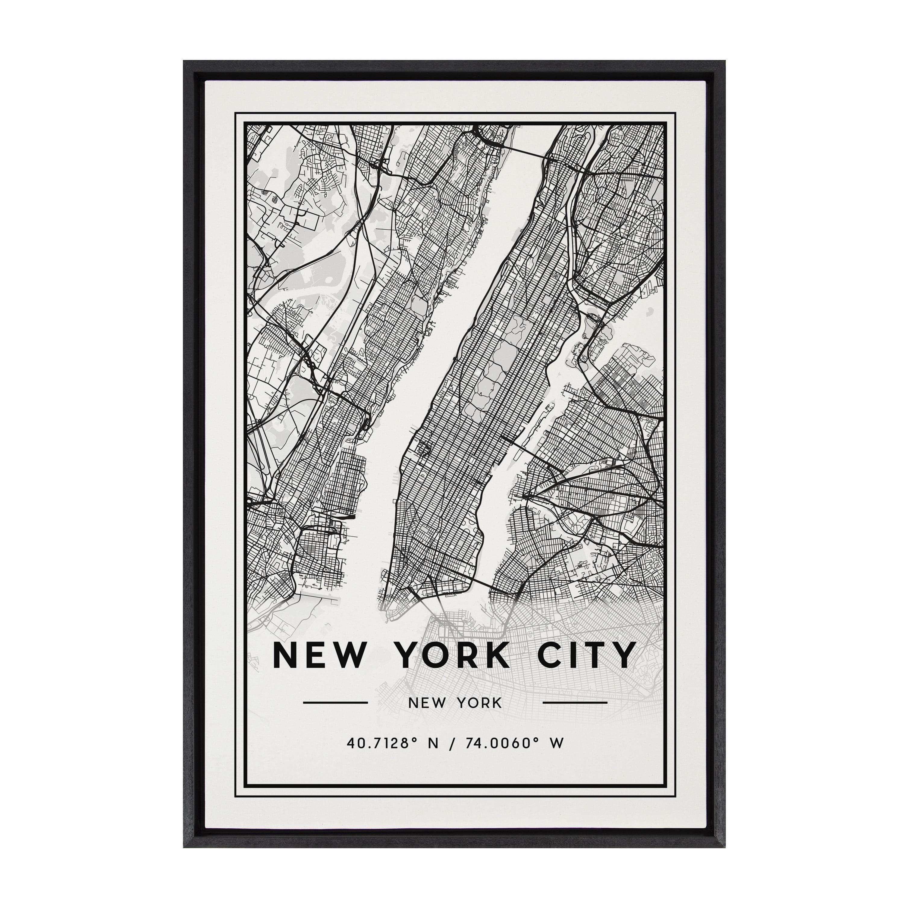 23" x 33" Sylvie New York City Modern Framed Canvas by Jake Goossen Black - Kate & Laurel All Things Decor