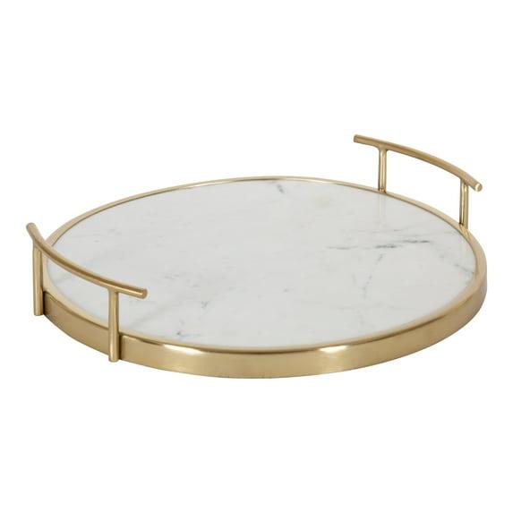 Kate and Laurel Marbury Tray, 14" Diameter, Gold