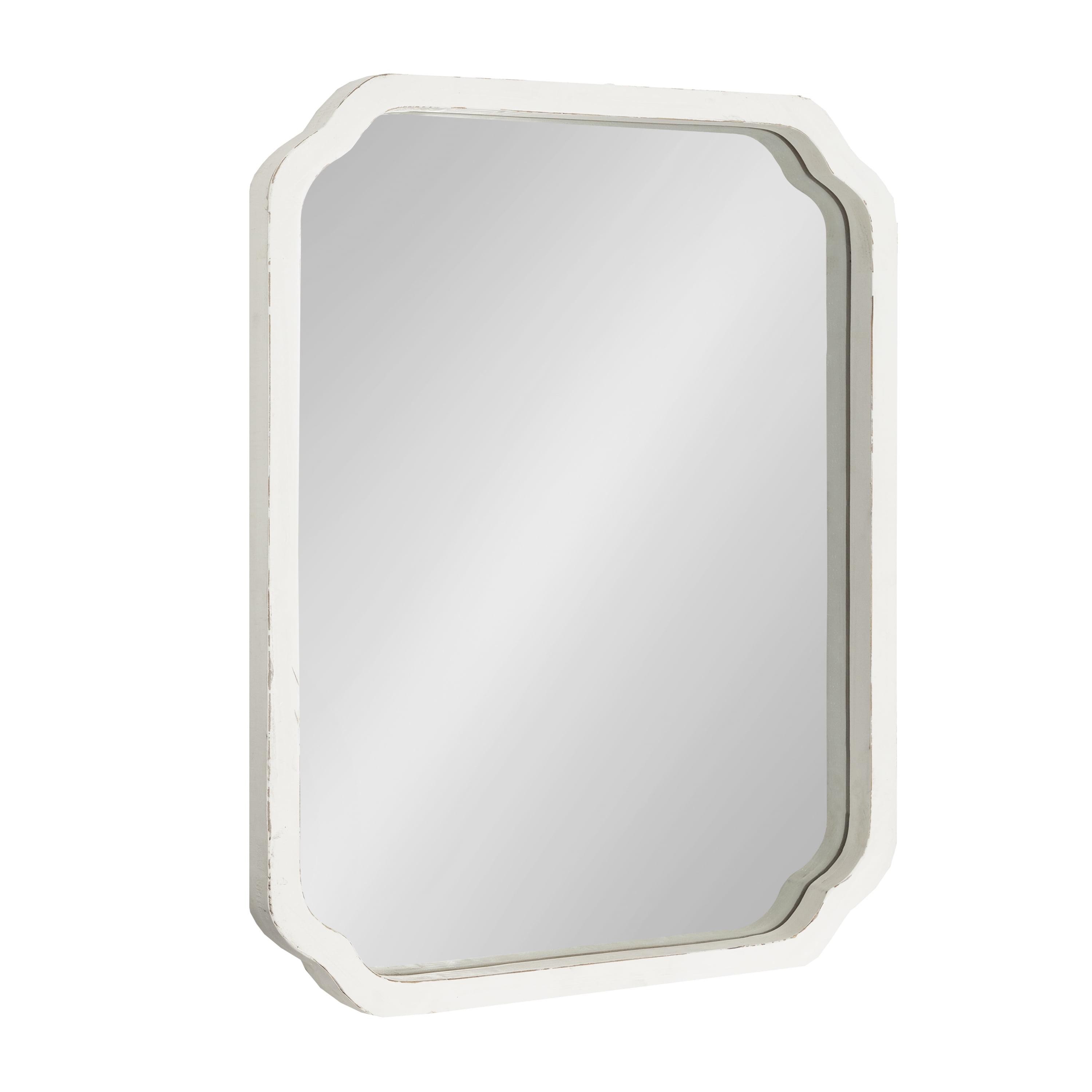 Kate & Laurel All Things Decor 18"x24" Marston Farmhouse Rectangle Wall Mirror White: No Assembly, Wood Frame, Wall Mount