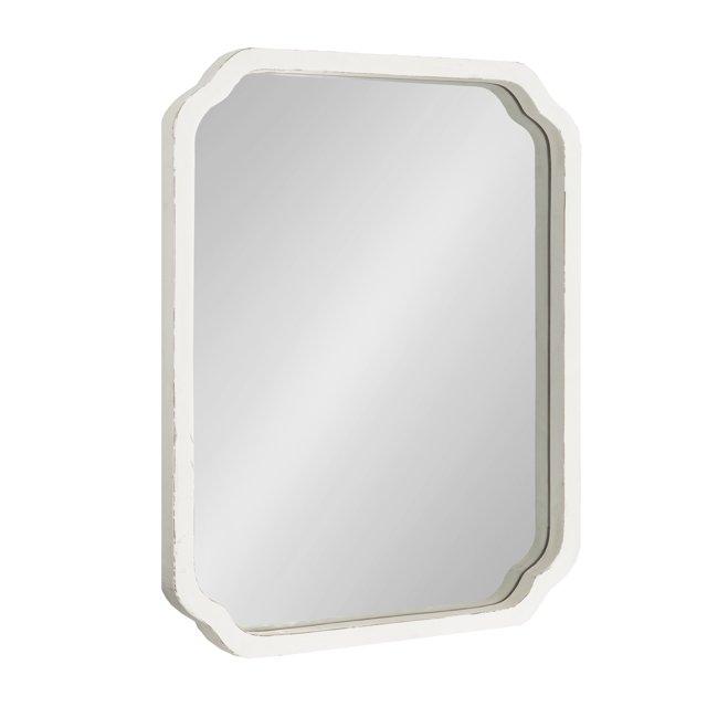 Kate & Laurel All Things Decor 18"x24" Marston Farmhouse Rectangle Wall Mirror White: No Assembly, Wood Frame, Wall Mount