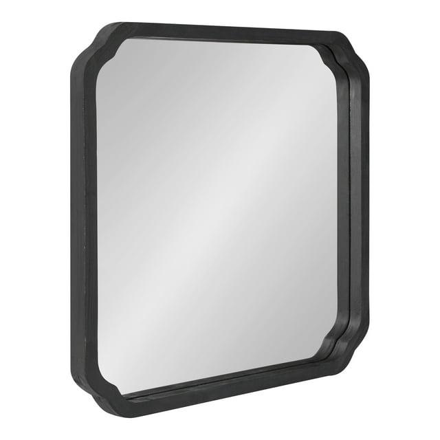 Kate & Laurel All Things Decor 24"x24" Marston Farmhouse Rectangle Wall Mirror Black: Modern Square No Assembly, Wood Frame